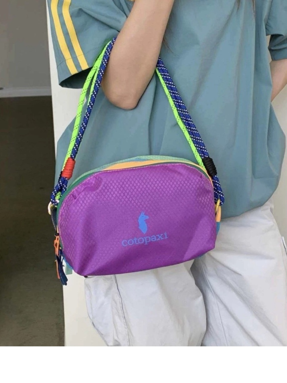 Cotopaxi Nido Accessory Bag Cada Día with Rope Handbag Straps Purple Orange